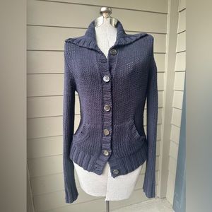 J. Crew navy blue cotton button up sweater